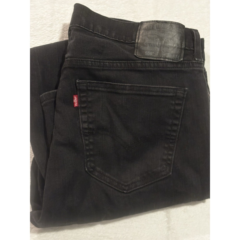 Levi's 559 Jeans Men's 38x33 Black Relaxed‎ Straight Dark Wash